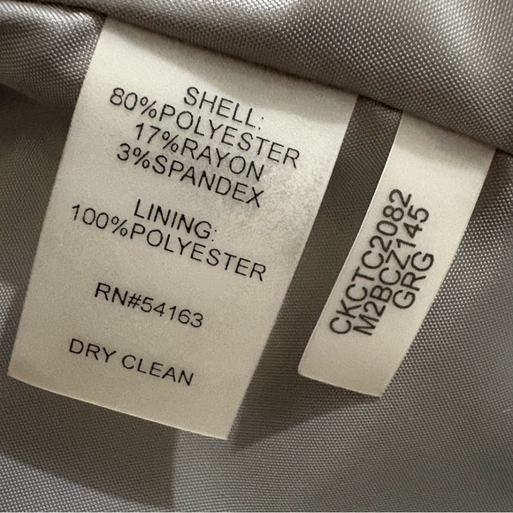 Calvin Klein Women’s Gray Asymmetrical Open Front Blazer Size 14 Career Stretch - Picture 15 of 15